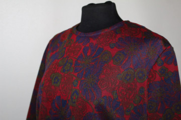 Rochie roșu cu albastru Trevira 2000 anii 60 - 70