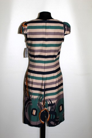 Rochie Santana repro anii ’70 – viscose cu print vegetal și dungi - Img 3