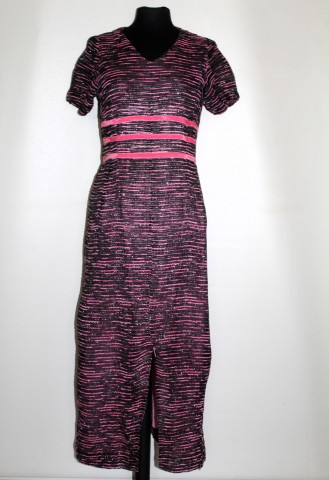 Rochie vintage de ocazie roz și negru anii ’60 – voal și catifea de mătase
