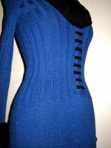 Rochie vintage din lana bicolora anii '70