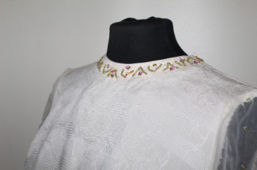 Rochie vintage ivoire cu broderie din mărgele – anii ’60 - Img 5