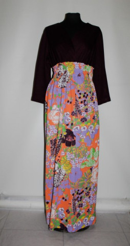 Rochie vintage maxi cu flori violet anii '70