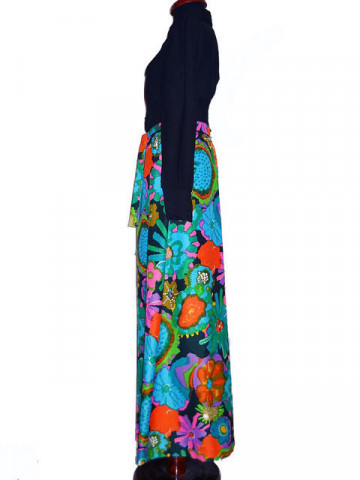 Rochie vintage maxi flori multicolore anii '70 - Img 4