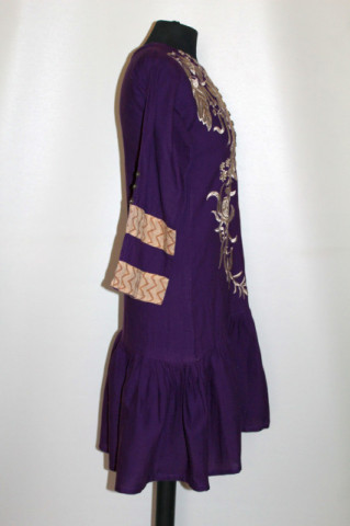 Rochie violet cu flori brodate – hippie repro anii ’70 - Img 2
