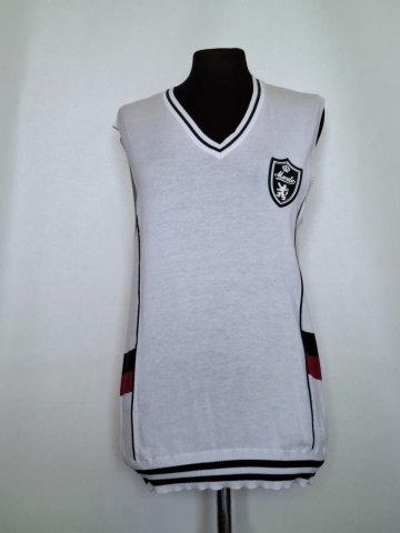 Vestă retro tricot fin Antony Moratto – alb cu dungi bleumarin