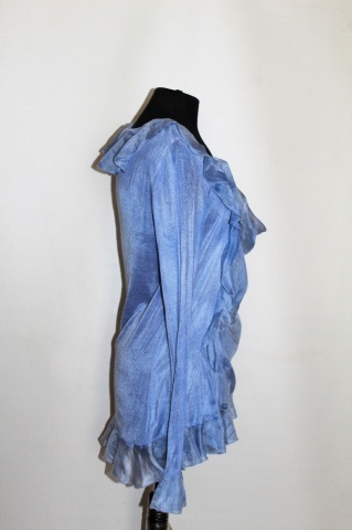 Bluză bleu cu volane din mătase – design romantic - Img 2