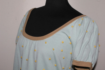 Bluză tricot repro anii 50 cu bumbișori galben - Img 4