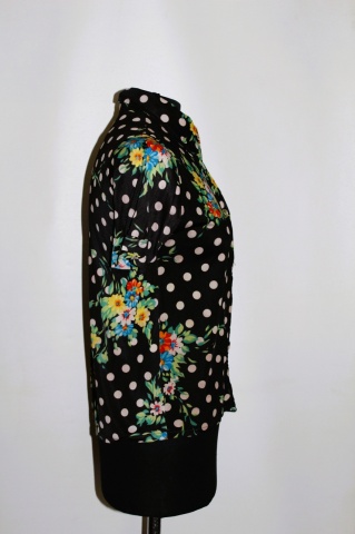 Cămașă cu buline și print floral – anii ’70, guler supradimensionat - Img 2