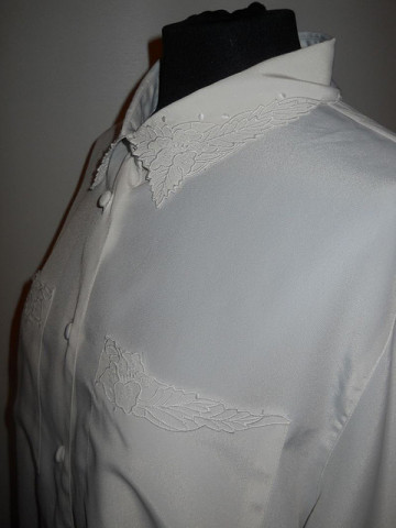 Camasa ivoire broderie anii '80