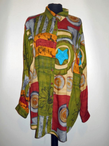 Camasa retro print abstract "Christine Laure" anii '80