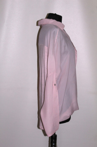 Cămașă roz porțelan – chiffon & jerse fin, vibe retro - Img 2