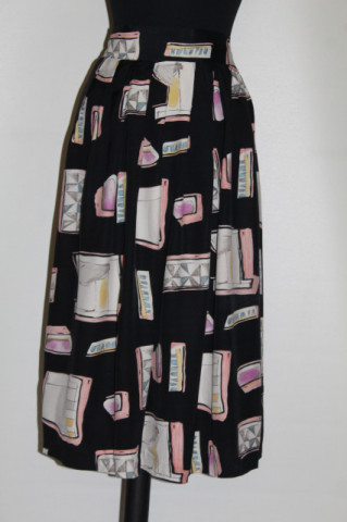 Fustă retro cu print abstract roz – vintage anii ’80