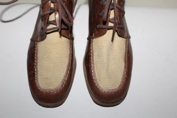 Ghete retro Gino Venturi anii ’80 – piele maro & crem, vintage street‑style - Img 3