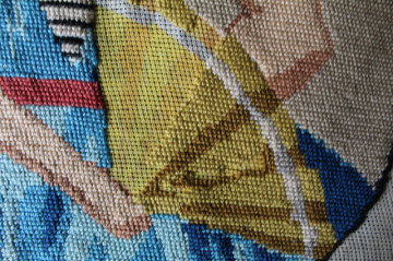 Gobelin oval damă victoriana anii ’30 – tapiserie vintage - Img 4