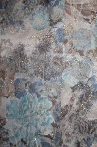 Jachetă din brocart bleu – retro anii ’80, floral stilizat - Img 6