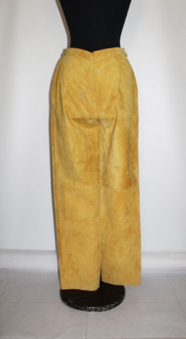 Pantaloni din piele intoarsa galben mustar anii '80