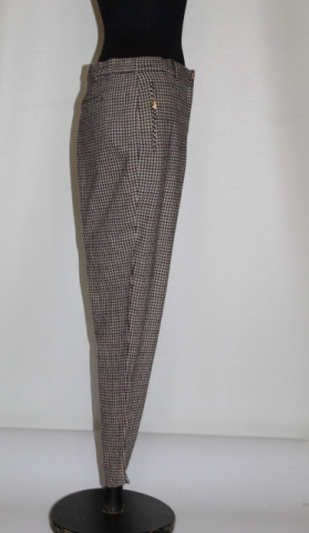 Pantaloni vintage pied‑de‑poule – clasic retro ’90 cu carouri bej & maro - Img 2