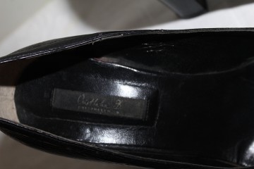 Pantofi negri cu cataramă auriu și maro – piele naturală  - Img 5