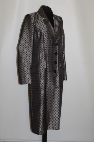 Pardesiu vintage din brocart cu model geometric – repro anii ’70 - Img 4