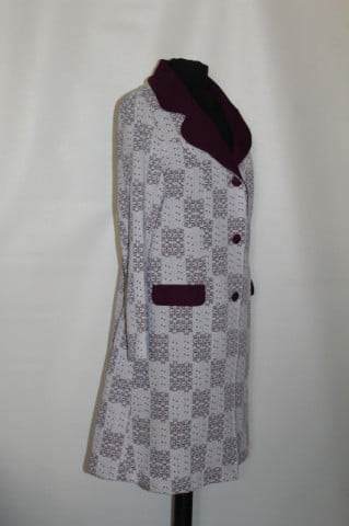 Pardesiu vintage flori în relief violet‑gri – anii ’60 - Img 3