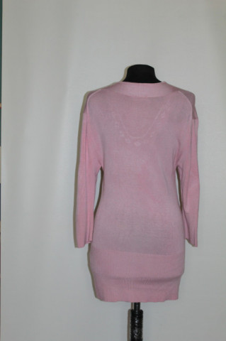 Pulover roz cu broderie fucsia — repro anii ’60, tricot fin  - Img 3