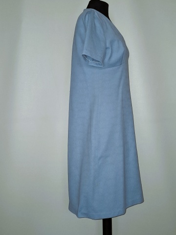 Rochie creponată bleu anii ’60‑’70 – midi vintage - Img 2