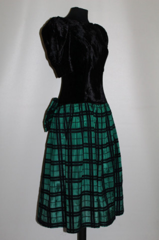 Rochie de ocazie verde malahit cu negru anii '80 - Img 5