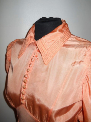Rochie de seara din tafta portocaliu piersica anii '30