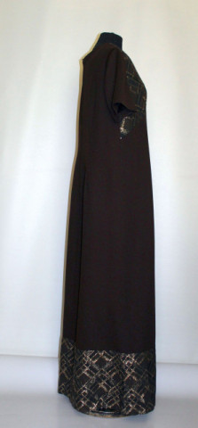 Rochie de seară maro cu lurex – model geometric, anii ’70 - Img 3