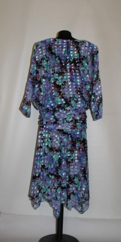 Rochie din voal floral albastru și verde – retro anii ’80 - Img 3