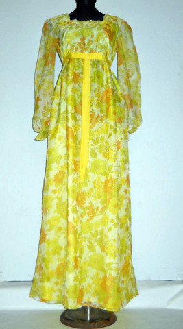 Rochie maxi din organza cu print floral anii ‘60