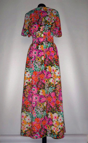 Rochie maxi print floral multicolor anii '60 - Img 6