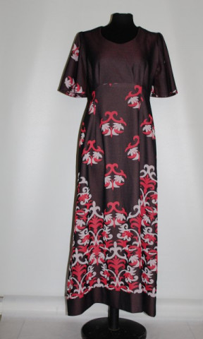Rochie maxi print vegetal stilizat anii '70