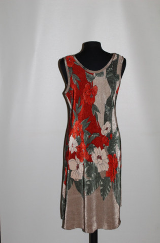 Rochie plisată cu print floral verde și cărămiziu – anii ’90 - Img 3