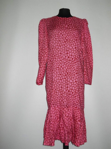 Rochie print geometric roz si visiniu anii '70