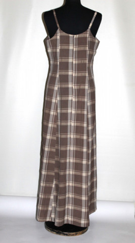 Rochie retro din carouri maro‑cafea Jacqueline de Young – anii ’90 - Img 3