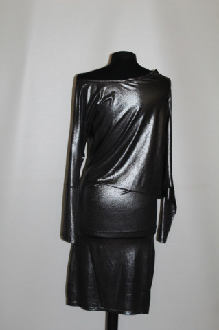 Rochie retro Fervente argintiu metalizat – retro anii ’90 - Img 3