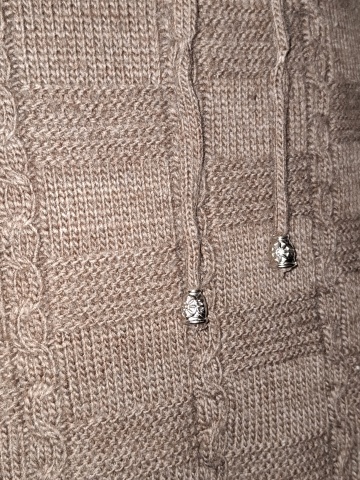 Rochie tricotată maro repro anii 70, broderie și cordon - Img 5