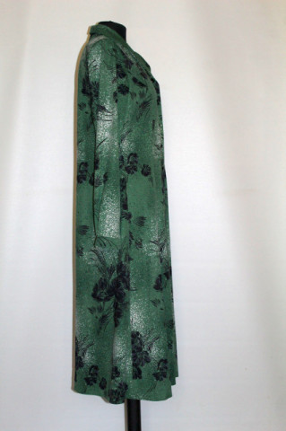 Rochie verde print floral negru anii 70