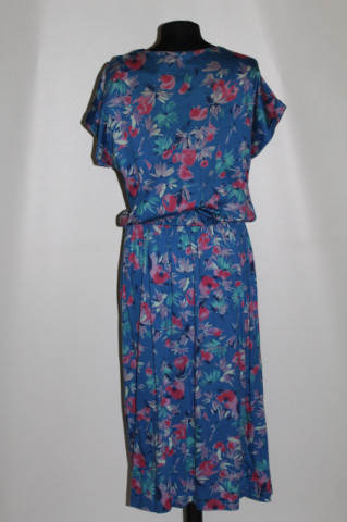 Rochie vintage albastră cu print floral – anii ’70 - Img 3