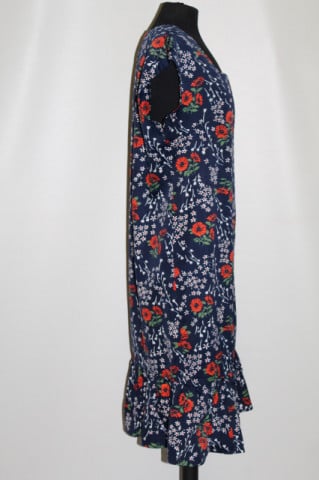Rochie vintage bleumarin cu flori roșii – anii ’70 - Img 3
