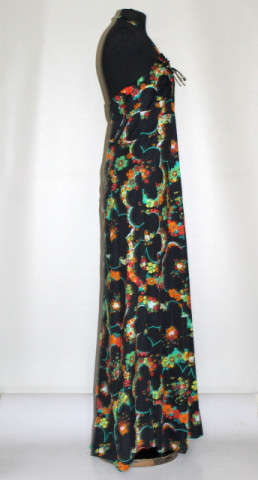 Rochie vintage cu spatele gol – print floral multicolor, anii ’70 - Img 2