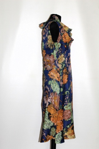 Rochie vintage din voal floral – anii ’60, talie empire, realizată manual - Img 2