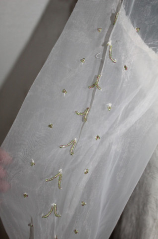 Rochie vintage ivoire cu broderie din mărgele – anii ’60 - Img 6