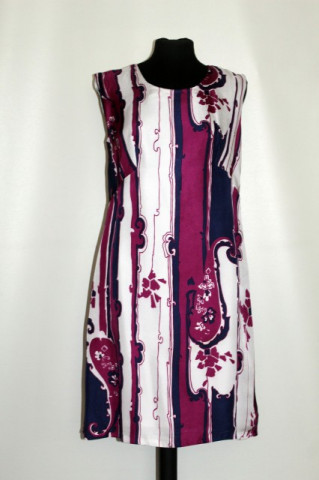 Rochie vintage mod violet, bleumarin si alb anii '60