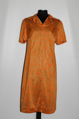 Rochie vintage portocaliu cu kaki anii '60