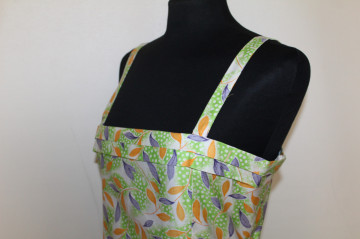 Rochie vintage print frunze și volane anii ’80 – bumbac satinat, stil retro - Img 5