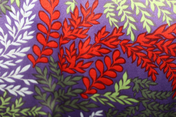 Rochie vintage print vegetal cărămiziu cu violet și oliv – anii ’70 - Img 5