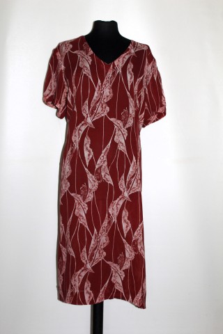 Rochie vintage vișinie print abstract anii 60 - Img 1
