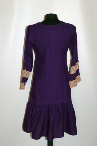 Rochie violet cu flori brodate – hippie repro anii ’70 - Img 3